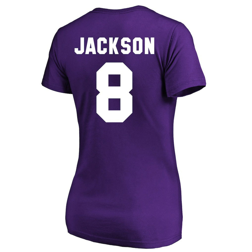 Lamar Jackson Baltimore Ravens Women's Plus Size Name & Number V-Neck T-Shirt - Purple T-shirts