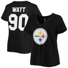 T.J. Watt Pittsburgh Steelers Women's Plus Size Name & Number V-Neck T-Shirt - Black T-shirts