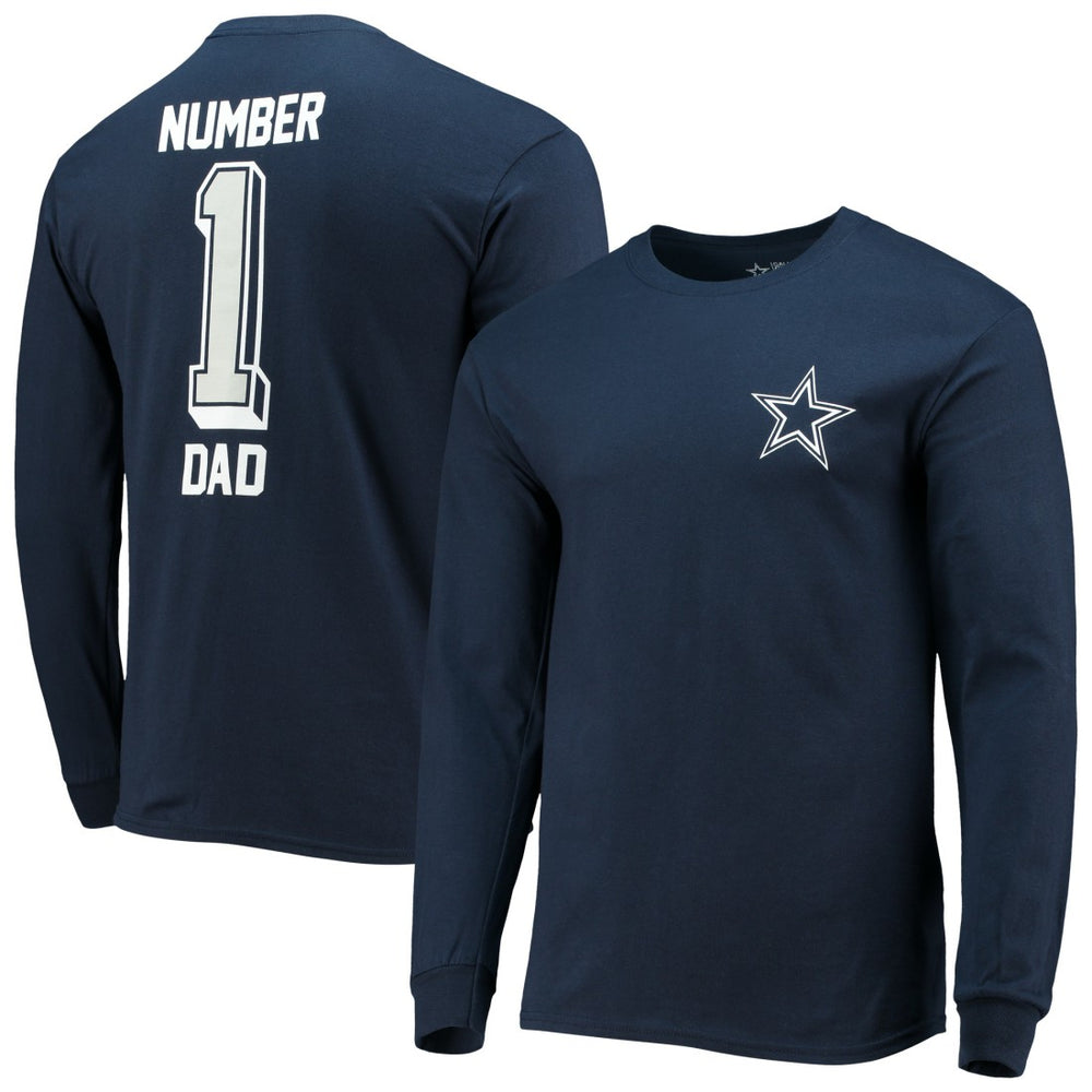 Dallas Cowboys #1 Dad Long Sleeve T-Shirt - Navy T-shirts