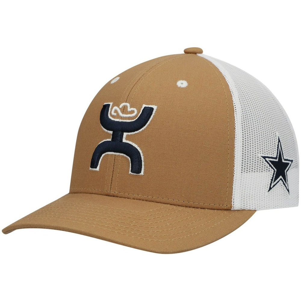 Dallas Cowboys HOOey Logo Trucker Snapback Hat - Tan/White Hats