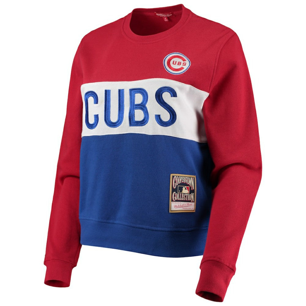 Chicago Cubs Mitchell & Ness Women's Color Block 2.0 Pullover Sweatshirt - Royal Pullover