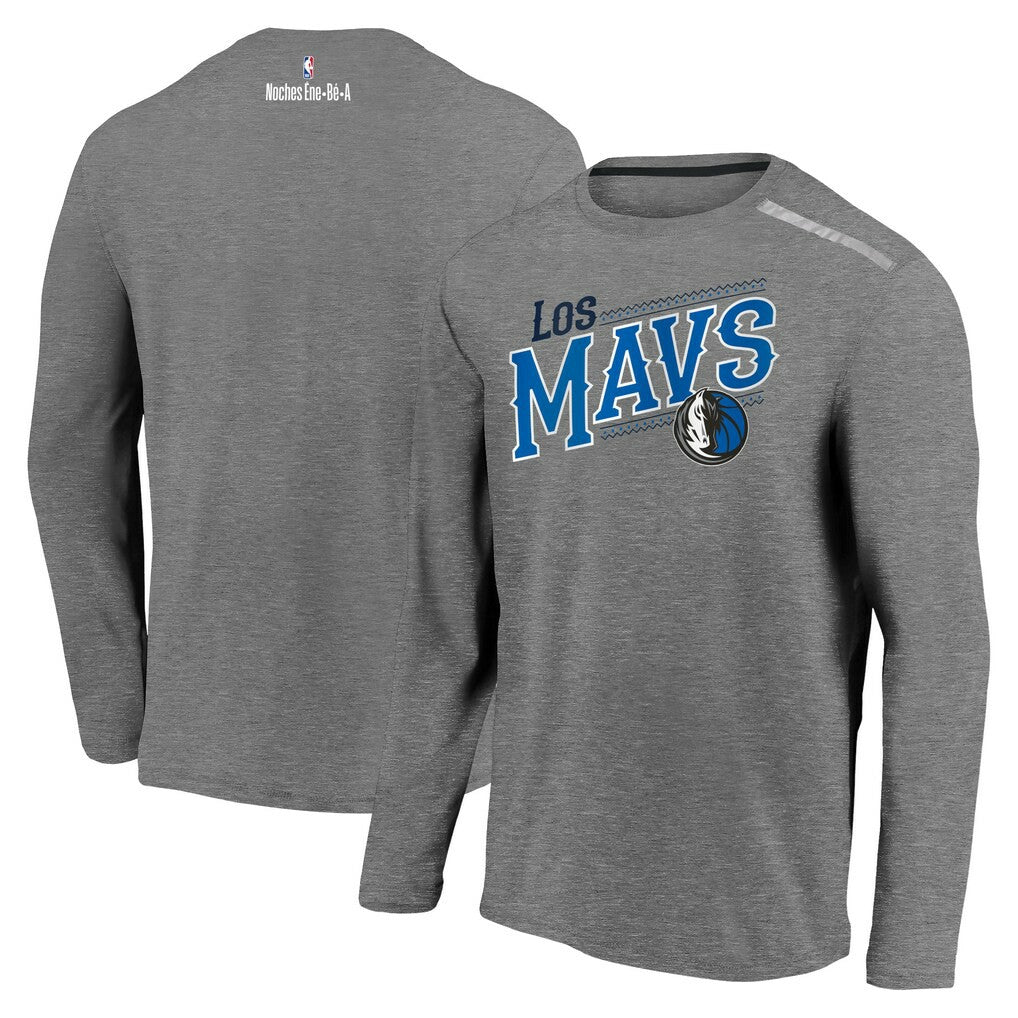 Dallas Mavericks 2021 Noches Éne-Bé-A Authentic Shooting Long Sleeve T-Shirt Heather Charcoal - Fanatics