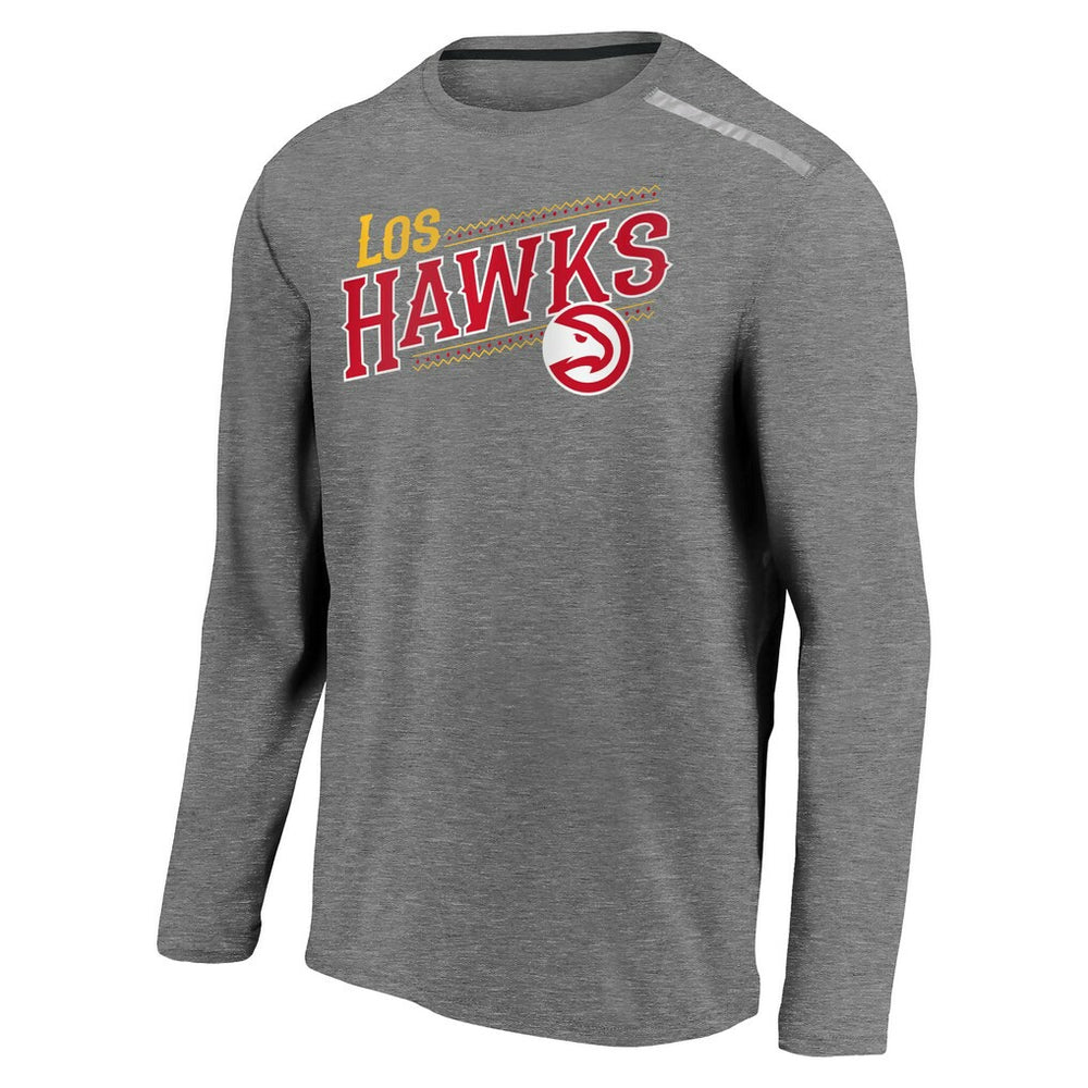 Atlanta Hawks 2021 Noches Éne-Bé-A Authentic Shooting Long Sleeve T-Shirt Heather Charcoal - Fanatics