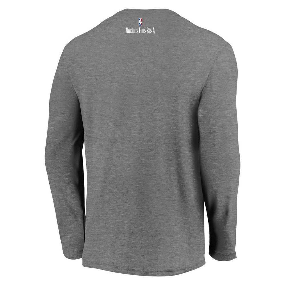 Atlanta Hawks 2021 Noches Éne-Bé-A Authentic Shooting Long Sleeve T-Shirt Heather Charcoal - Fanatics