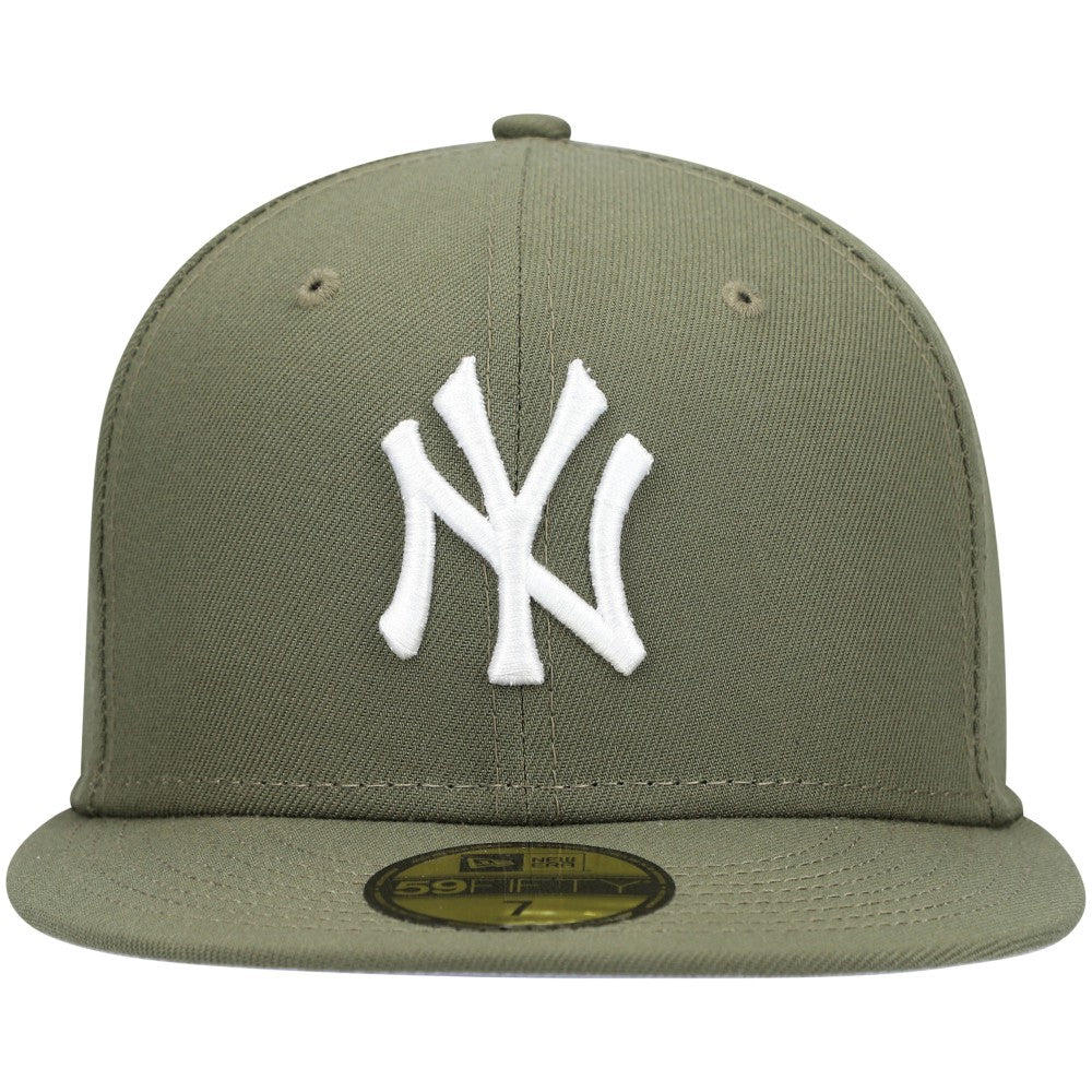 New York Yankees New Era White Logo 59FIFTY Fitted Hat - Olive Hats