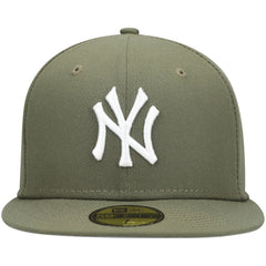 New York Yankees New Era White Logo 59FIFTY Fitted Hat - Olive Hats