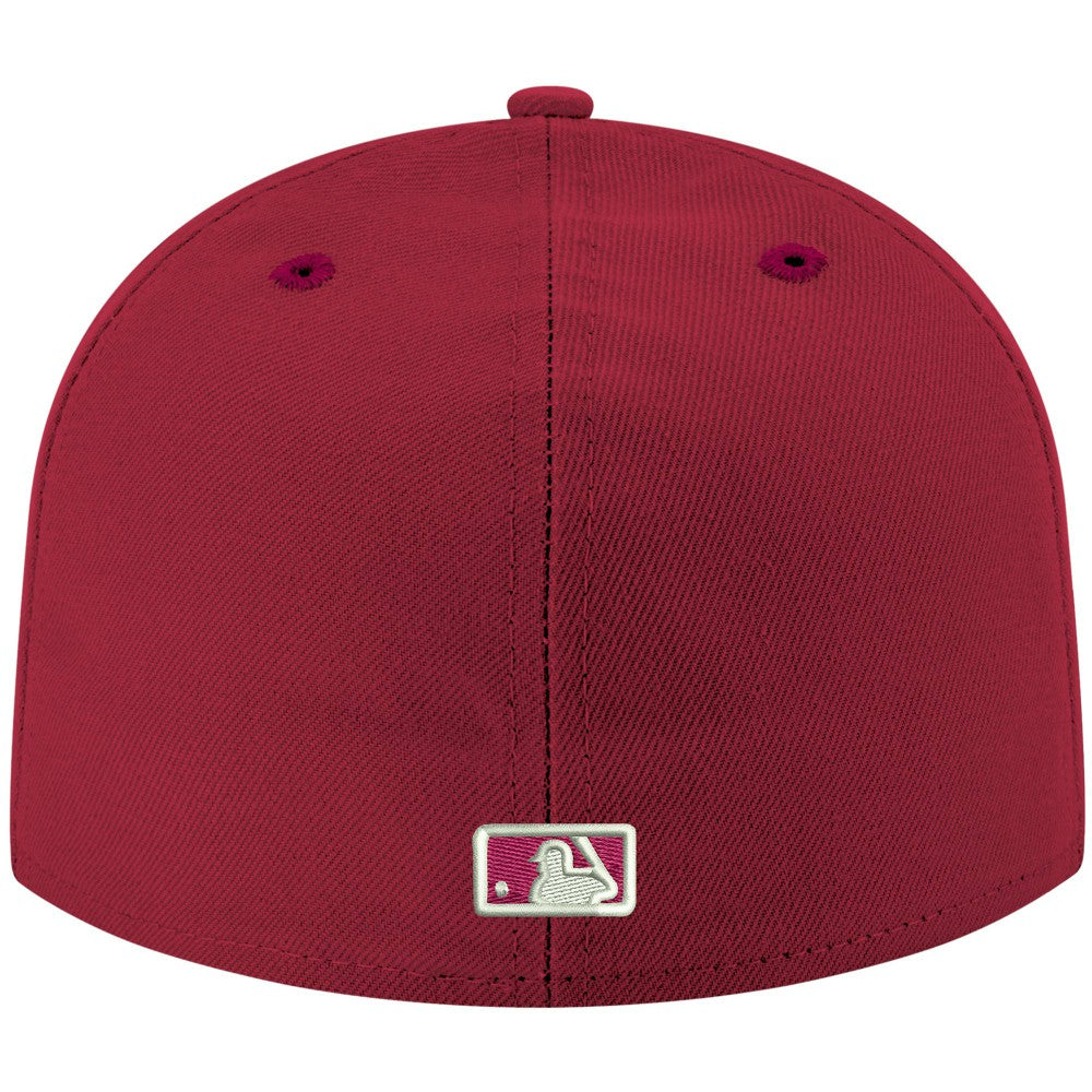 Miami Marlins New Era White Logo 59FIFTY Fitted Hat - Cardinal Hats