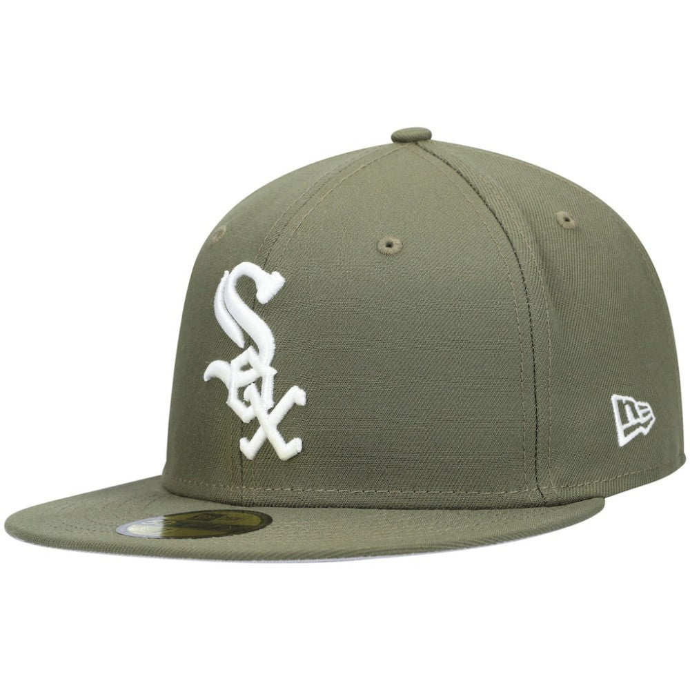 Chicago White Sox New Era White Logo 59FIFTY Fitted Hat - Olive Hats