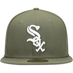 Chicago White Sox New Era White Logo 59FIFTY Fitted Hat - Olive Hats