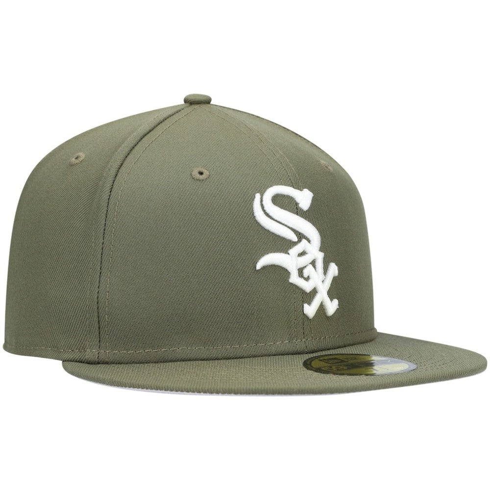 Chicago White Sox New Era White Logo 59FIFTY Fitted Hat - Olive Hats