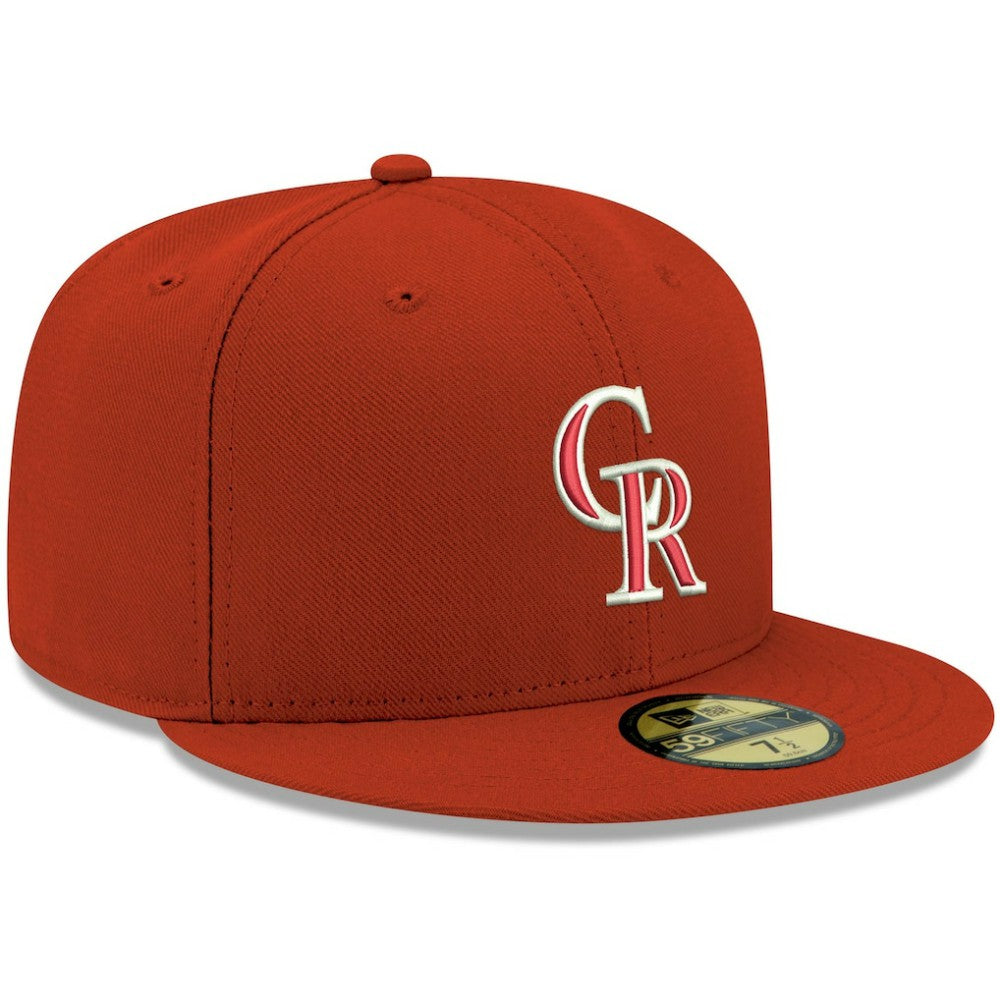 Colorado Rockies New Era White Logo 59FIFTY Fitted Hat - Red Hats