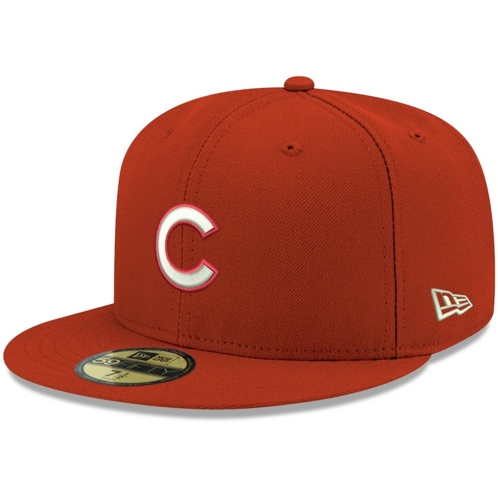 Chicago Cubs New Era White Logo 59FIFTY Fitted Hat - Red Hats