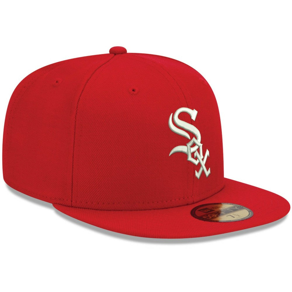 Chicago White Sox New Era White Logo 59FIFTY Fitted Hat - Red Hats