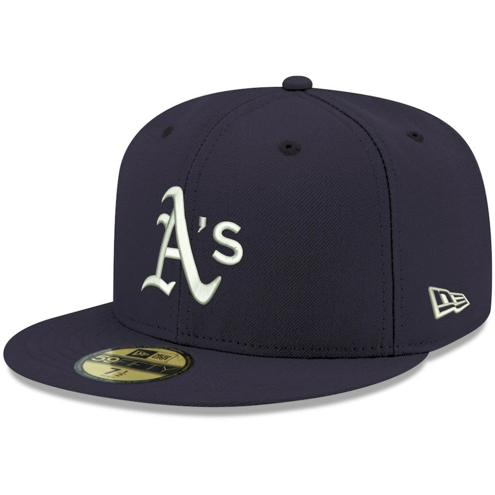 Athletics New Era White Logo 59FIFTY Fitted Hat - Navy Hats