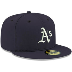 Athletics New Era White Logo 59FIFTY Fitted Hat - Navy Hats