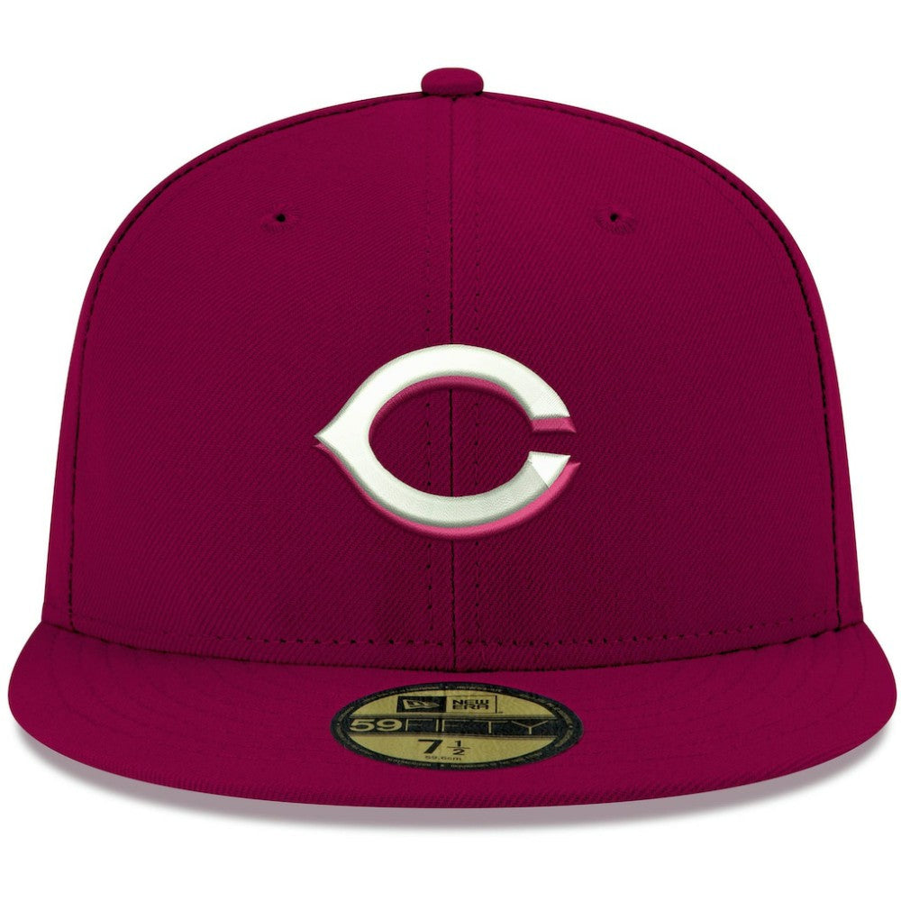 Cincinnati Reds New Era White Logo 59FIFTY Fitted Hat - Cardinal Hats