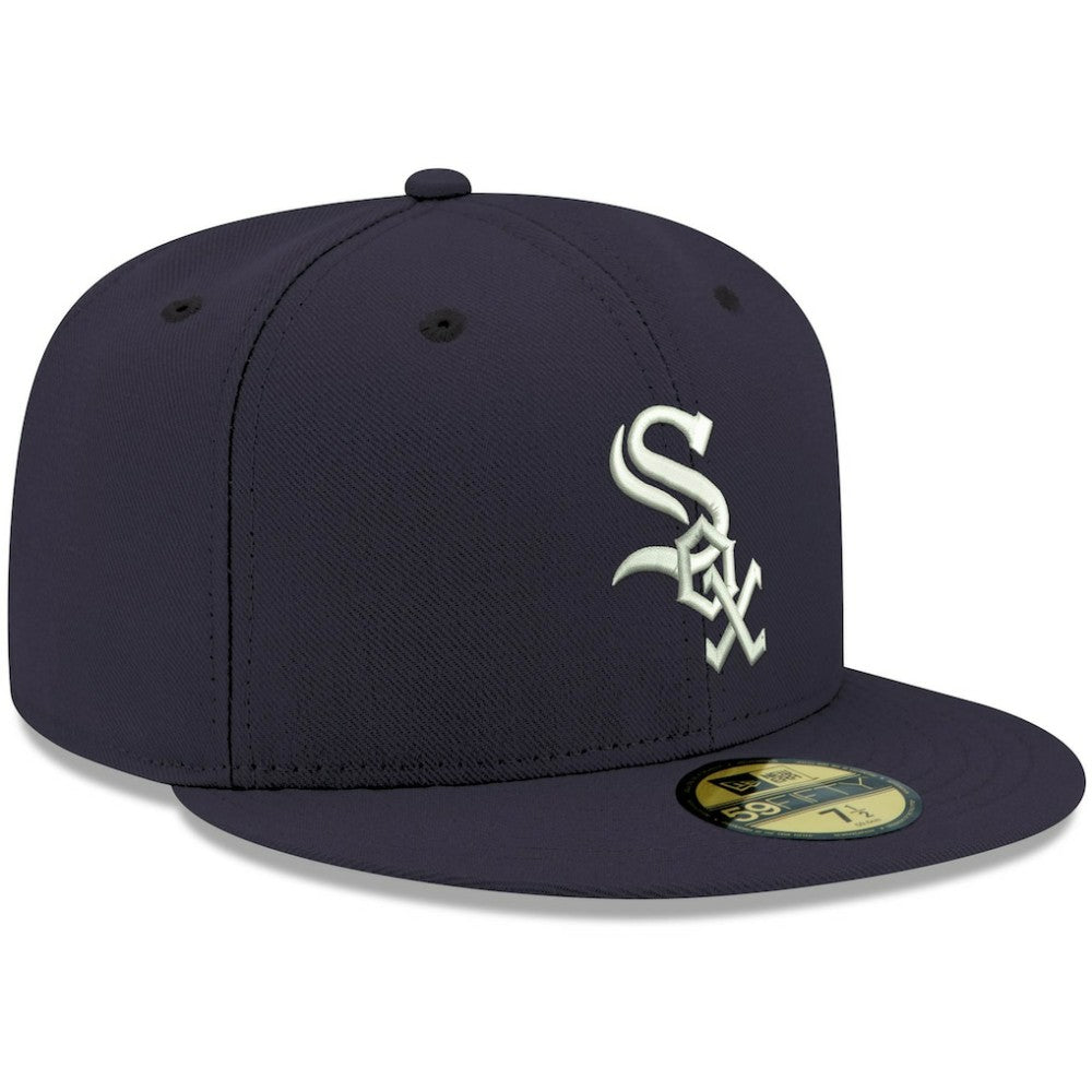 Chicago White Sox New Era White Logo 59FIFTY Fitted Hat - Navy Hats