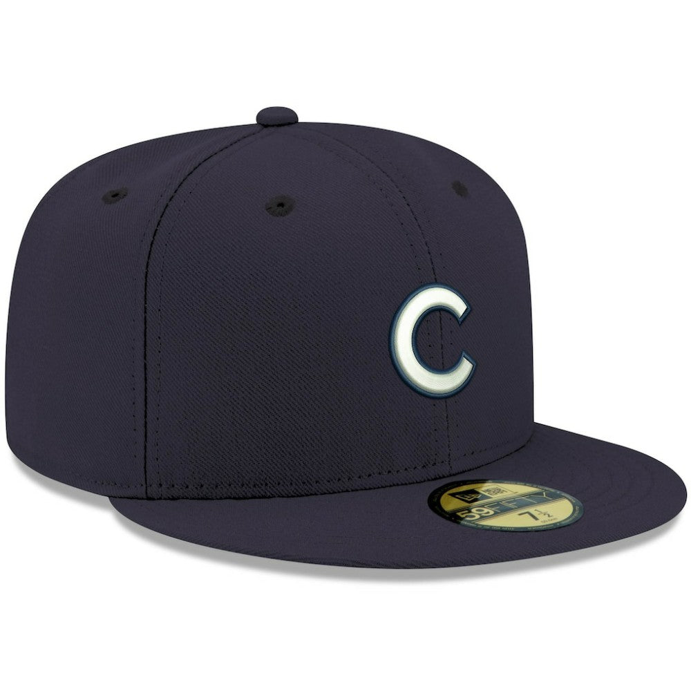 Chicago Cubs New Era White Logo 59FIFTY Fitted Hat - Navy Hats