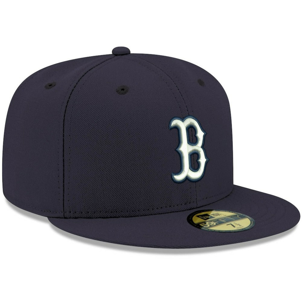 Boston Red Sox New Era White Logo 59FIFTY Fitted Hat - Navy Hats