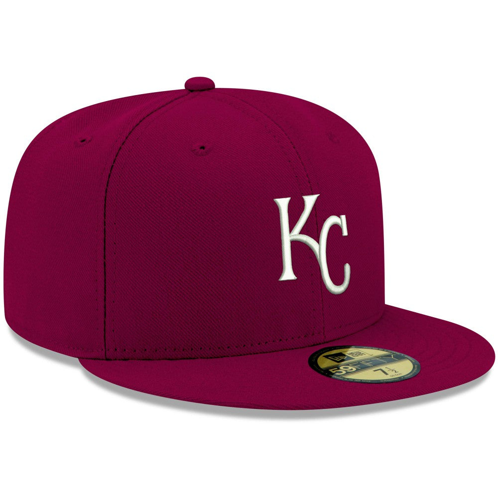 Kansas City Royals New Era White Logo 59FIFTY Fitted Hat - Cardinal Hats