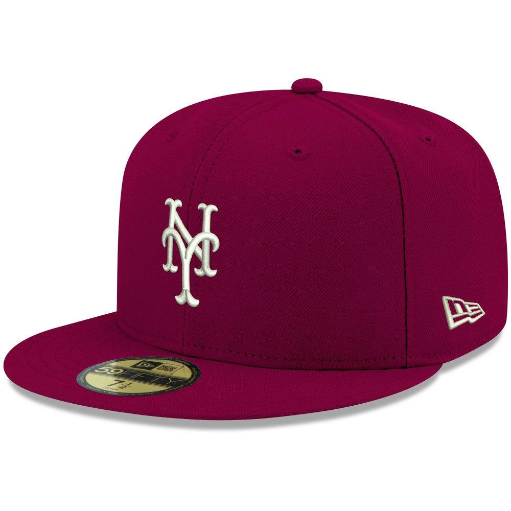 New York Mets New Era White Logo 59FIFTY Fitted Hat - Cardinal Hats