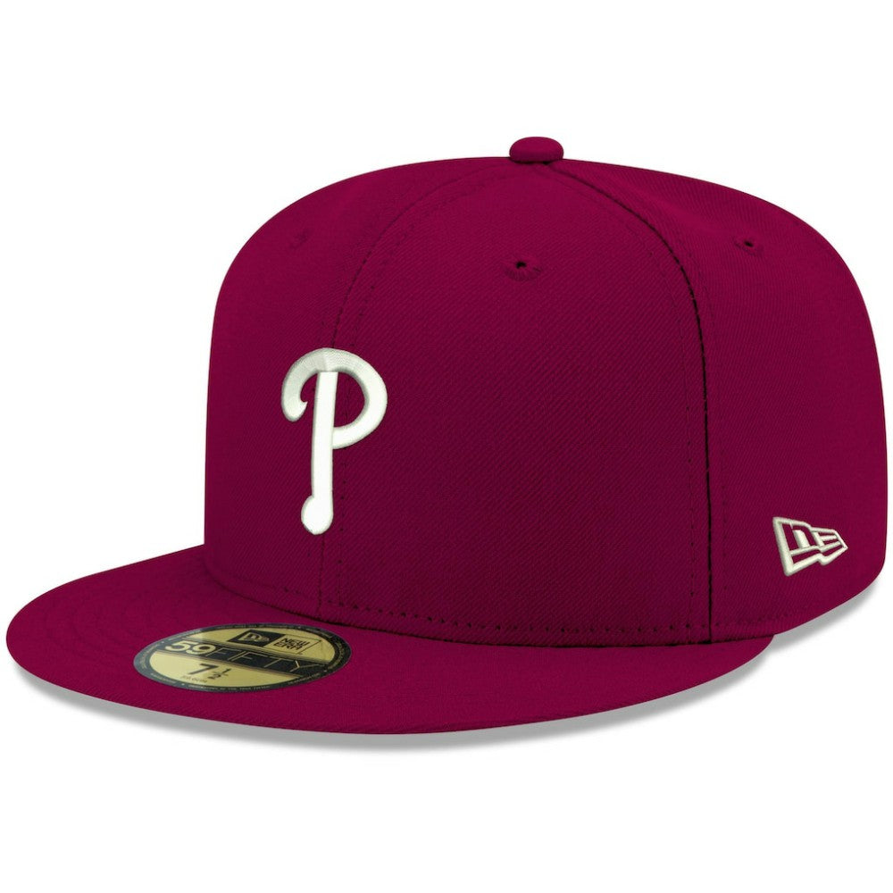Philadelphia Phillies New Era White Logo 59FIFTY Fitted Hat - Cardinal Hats