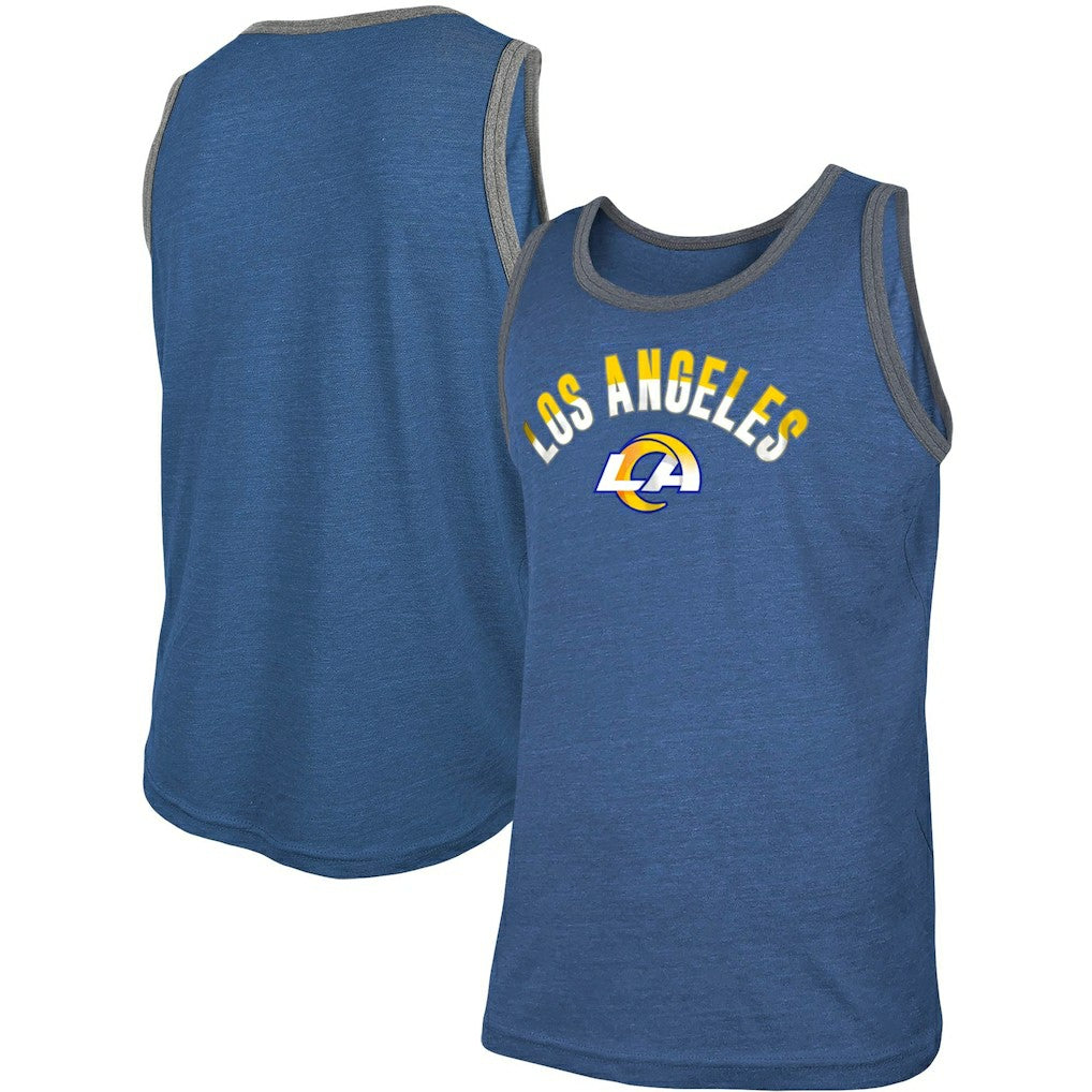 Los Angeles Rams New Era Ringer Tri-Blend Tank Top - Heathered Royal Tops