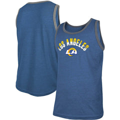 Los Angeles Rams New Era Ringer Tri-Blend Tank Top - Heathered Royal Tops