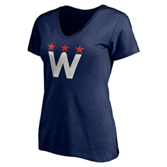 Washington Capitals Women's Alternate Logo V-Neck T-Shirt - Navy | US 4214344