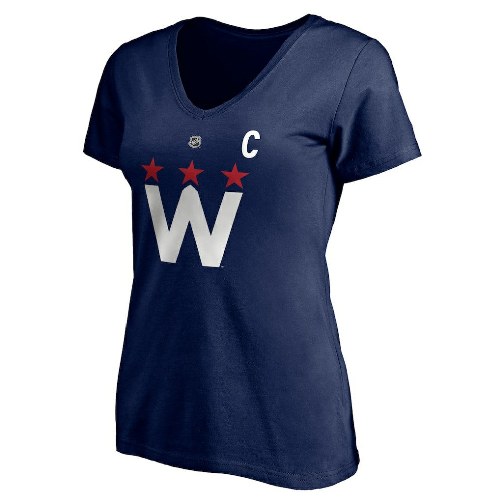 Alexander Ovechkin Washington Capitals Fanatics Women's Authentic Stack Name & Number V-Neck T-Shirt - Navy | US 4216051