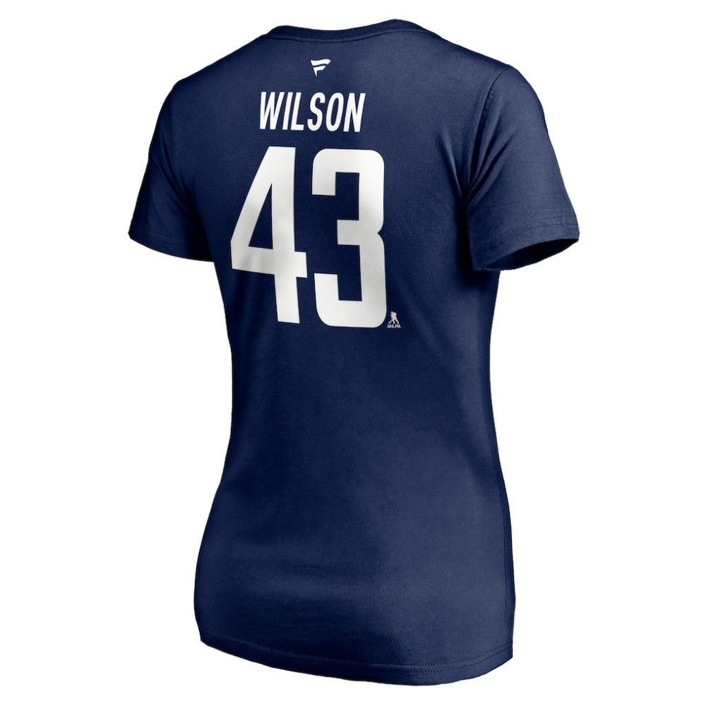 Tom Wilson Washington Capitals Fanatics Women's Authentic Stack Name & Number V-Neck T-Shirt - Navy | US 4216056