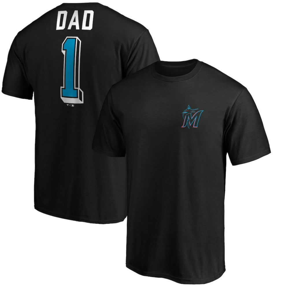 Miami Marlins Number One Dad T-Shirt - Black T-shirts
