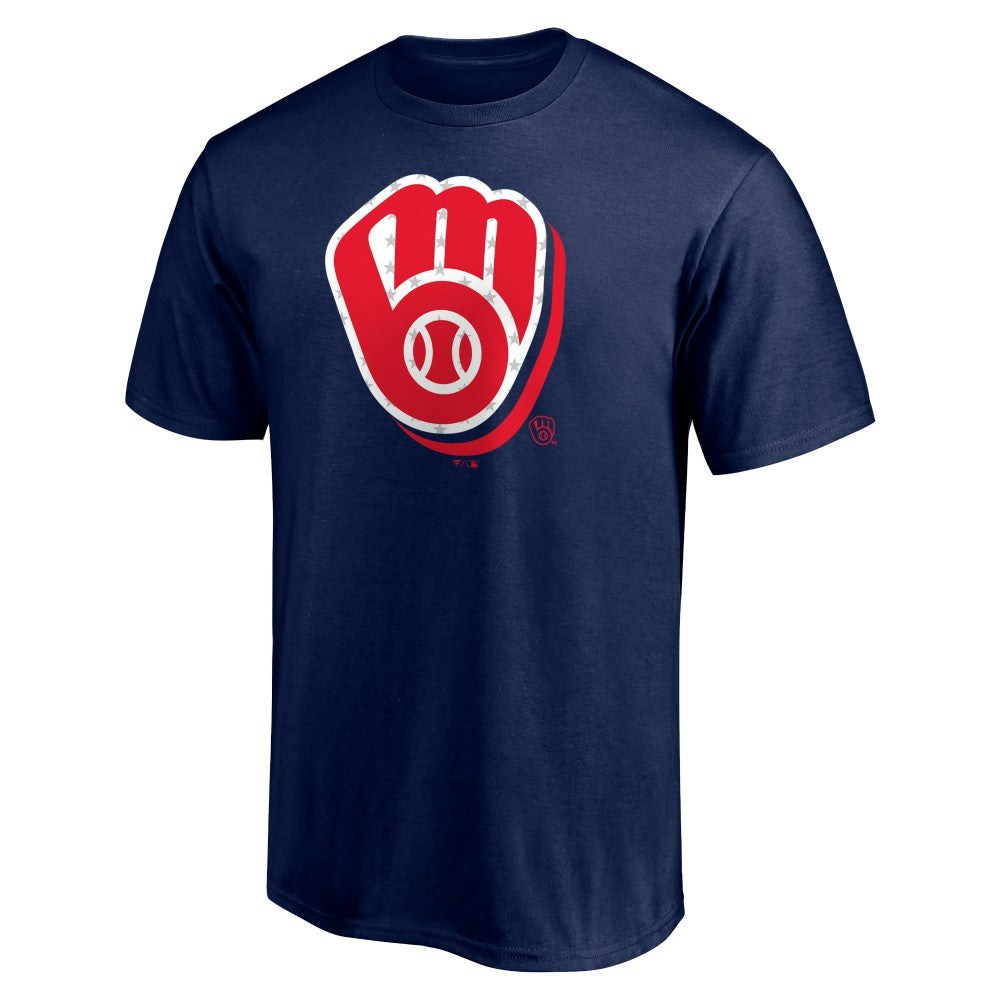 Milwaukee Brewers Red White and Team T-Shirt - Navy T-shirts