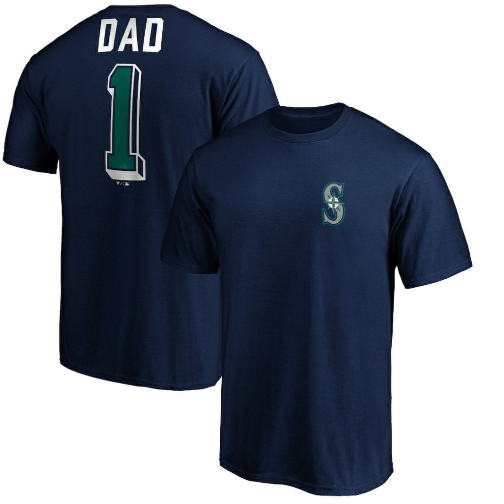 Seattle Mariners Number One Dad T-Shirt - Navy T-shirts