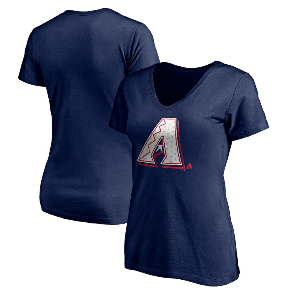 Arizona Diamondbacks Women's Red White and Team V-Neck T-Shirt - Navy T-shirts