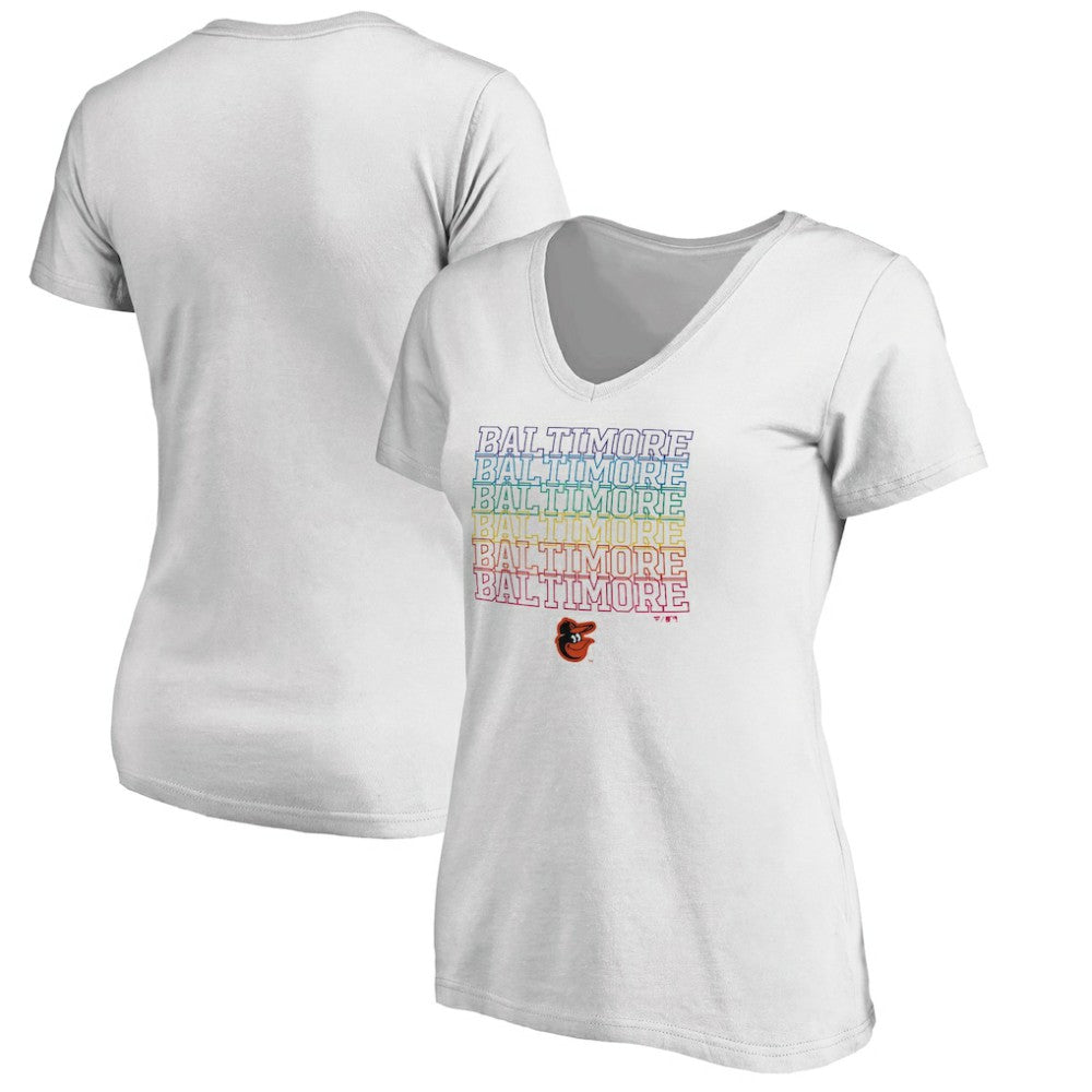Baltimore Orioles Women's City Pride V-Neck T-Shirt - White T-shirts