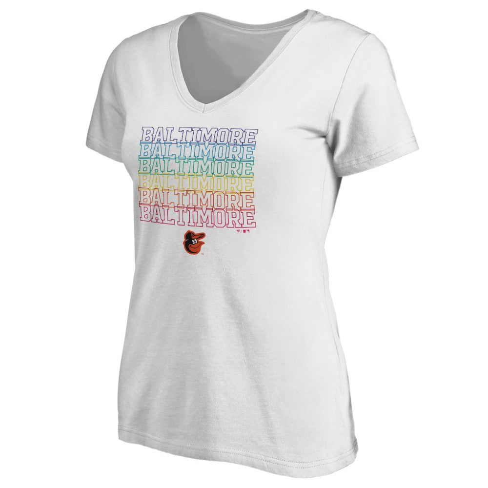 Baltimore Orioles Women's City Pride V-Neck T-Shirt - White T-shirts