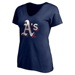 Athletics Women's Red White and Team V-Neck T-Shirt - Navy T-shirts