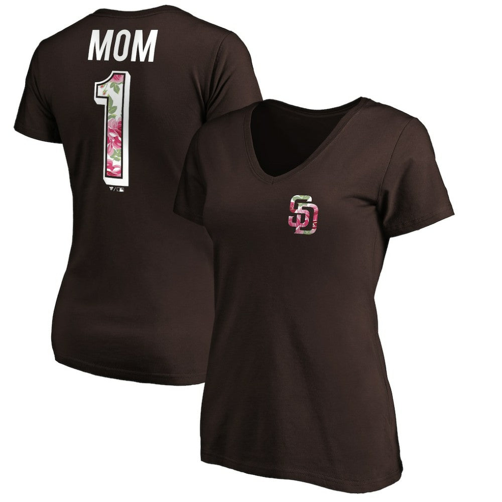 San Diego Padres Women's Mother's Day V-Neck T-Shirt - Brown T-shirts