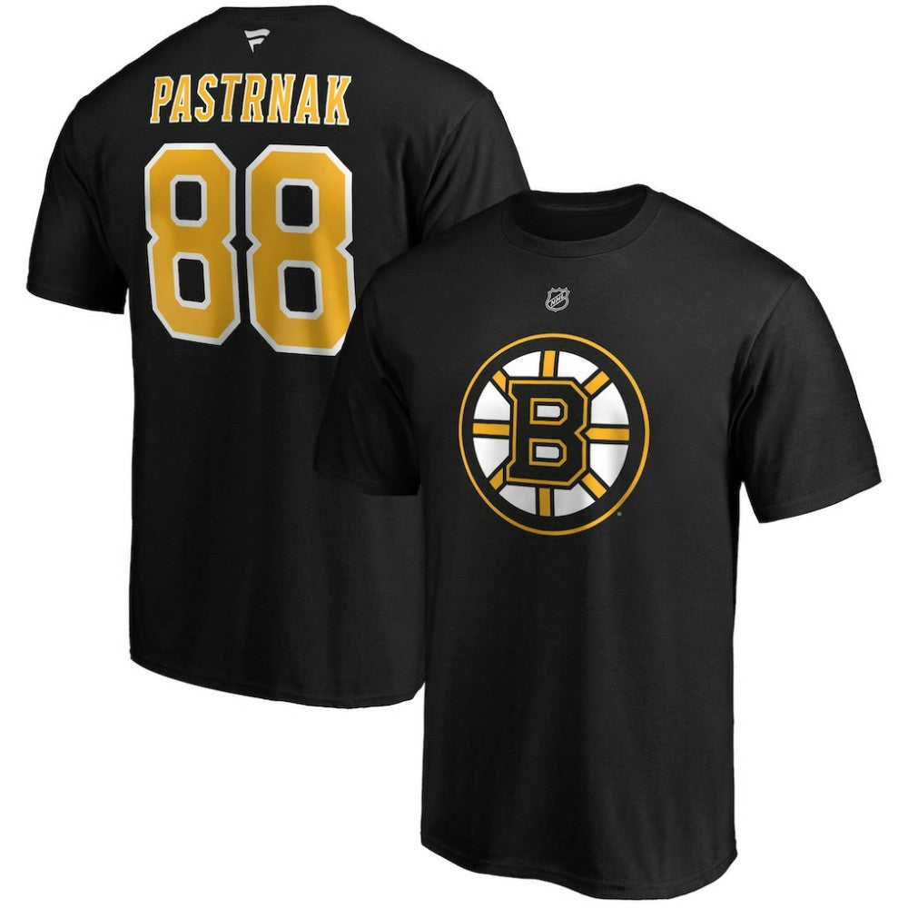 David Pastrnak Boston Bruins Fanatics B&T Name and Number T-Shirt - Black | US 4218052