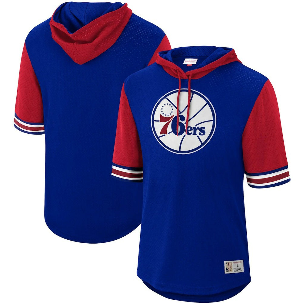 Philadelphia 76ers Hardwood Classics Buzzer Beater Mesh Pullover Hoodie Royal - Mitchell & Ness