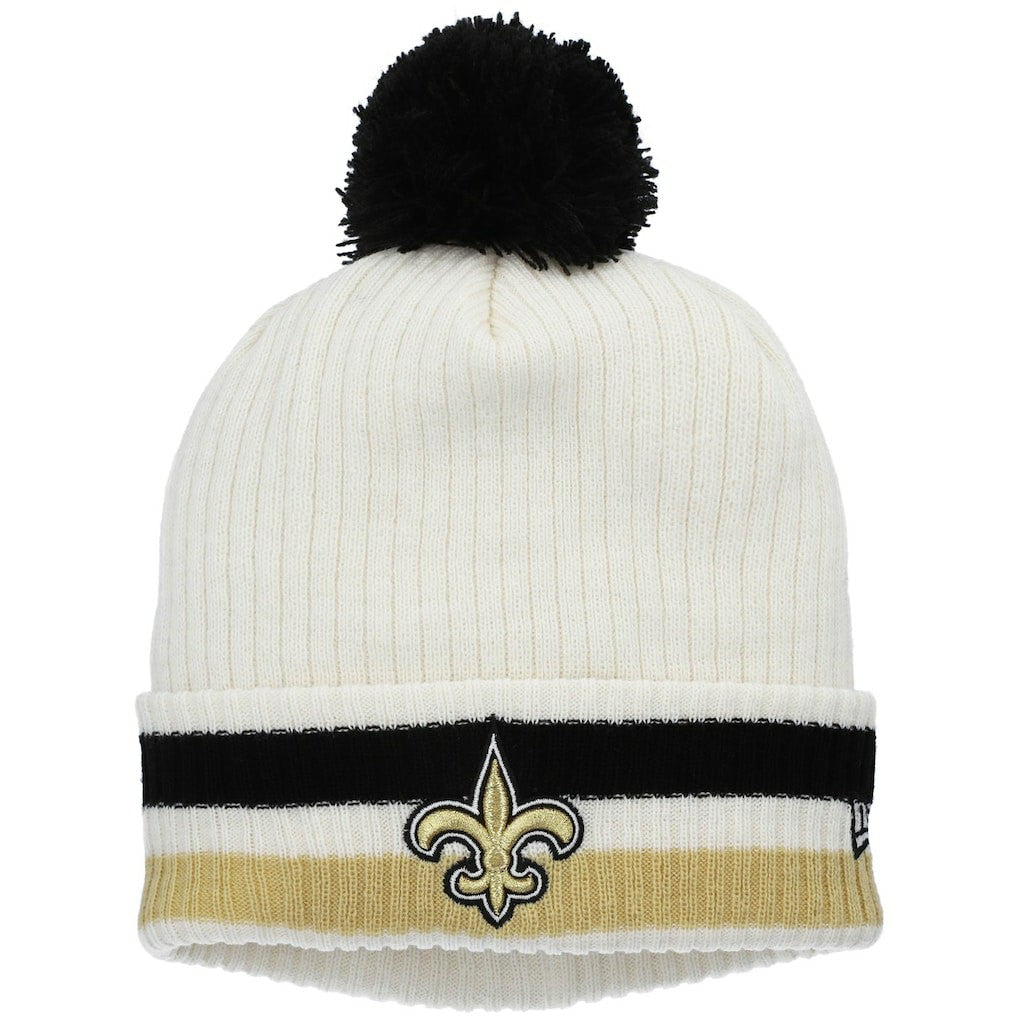 New Orleans Saints New Era Youth Retro Cuffed Knit Hat with Pom - White Hats