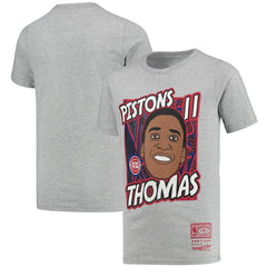 Isiah Thomas Detroit Pistons Youth Hardwood Classics King of the Court Player T-Shirt Gray - Mitchell & Ness