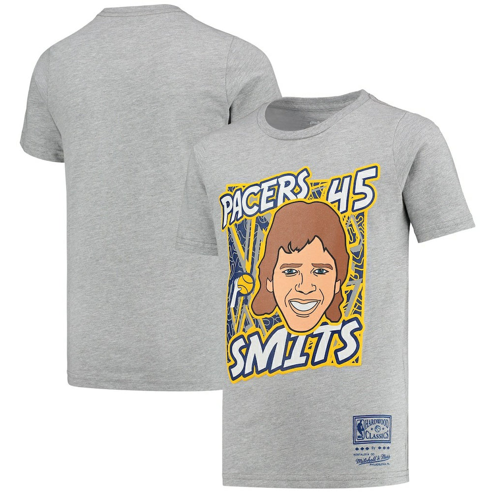 Rik Smits Indiana Pacers Youth Hardwood Classics King of the Court Player T-Shirt Gray - Mitchell & Ness