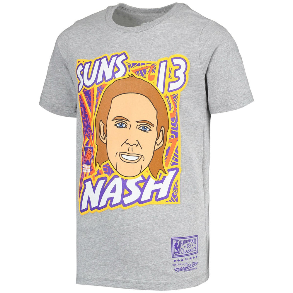 Steve Nash Phoenix Suns Youth Hardwood Classics King of the Court Player T-Shirt Gray - Mitchell & Ness