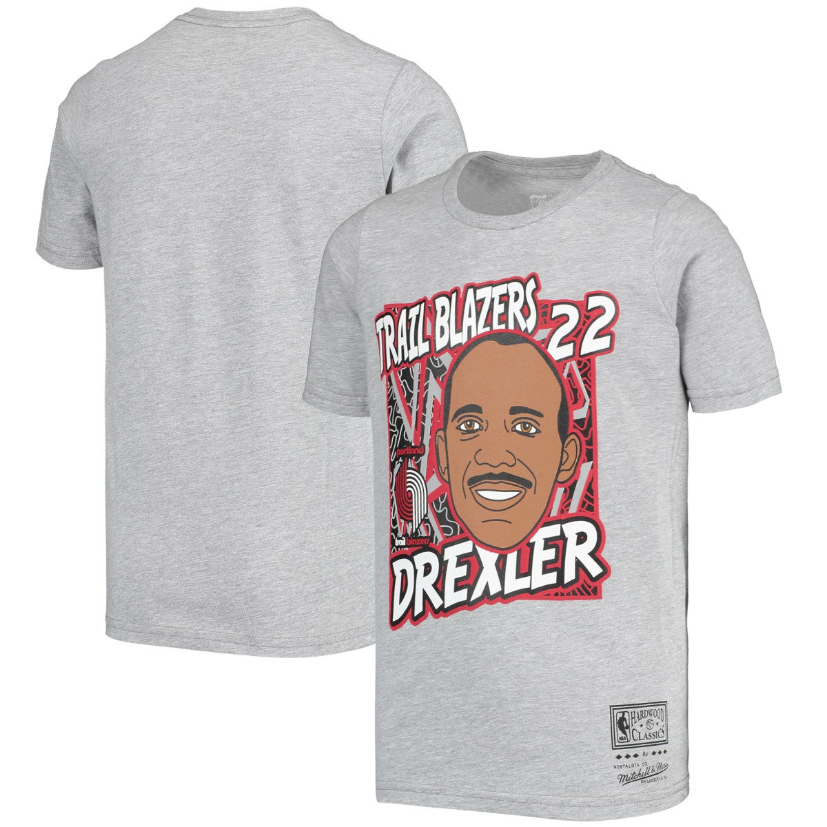 Clyde Drexler Portland Trail Blazers Youth Hardwood Classics King of the Court Player T-Shirt Gray - Mitchell & Ness outlet