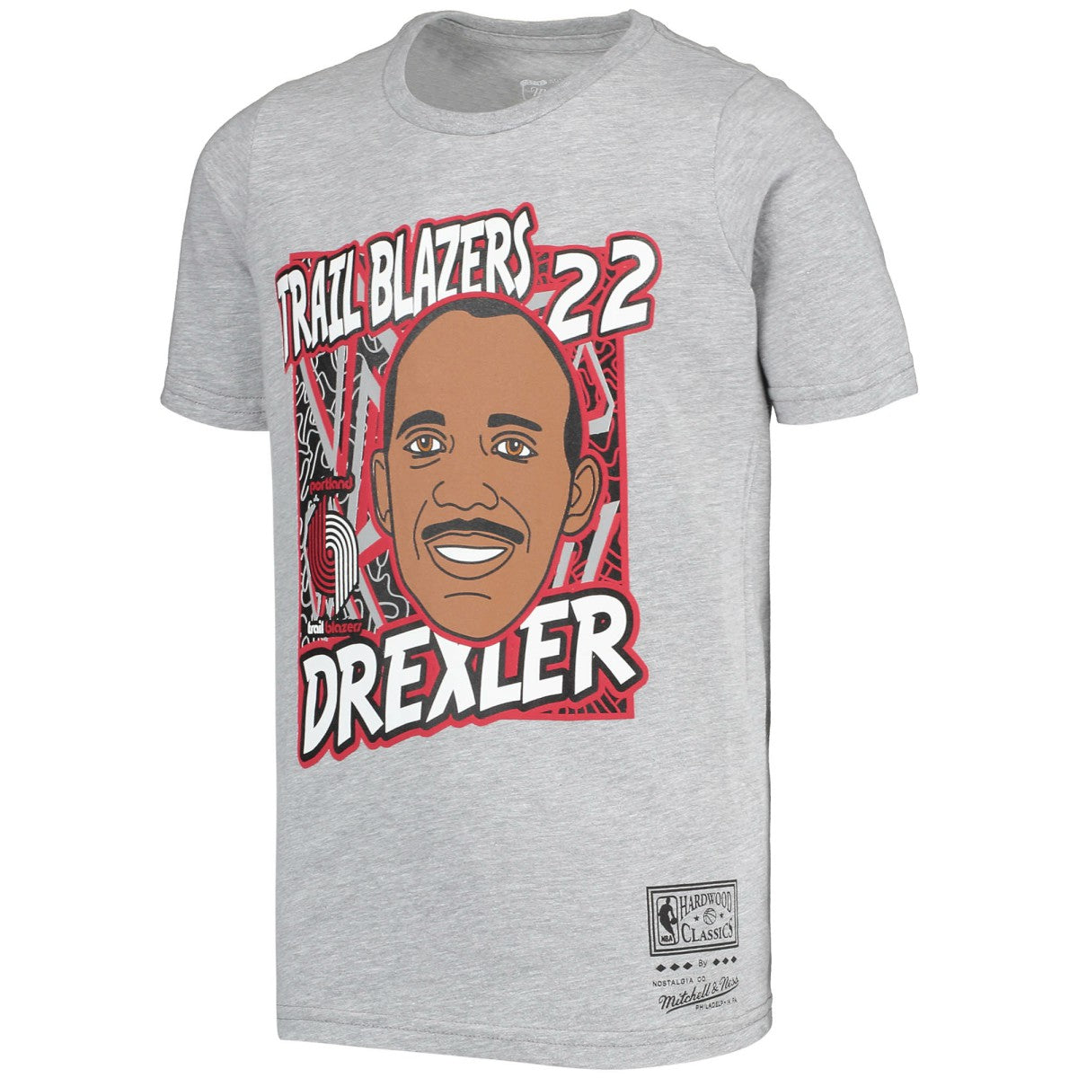 Clyde Drexler Portland Trail Blazers Youth Hardwood Classics King of the Court Player T-Shirt Gray - Mitchell & Ness outlet