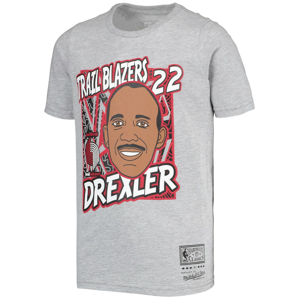 Clyde Drexler Portland Trail Blazers Youth Hardwood Classics King of the Court Player T-Shirt Gray - Mitchell & Ness outlet