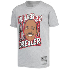Clyde Drexler Portland Trail Blazers Youth Hardwood Classics King of the Court Player T-Shirt Gray - Mitchell & Ness outlet