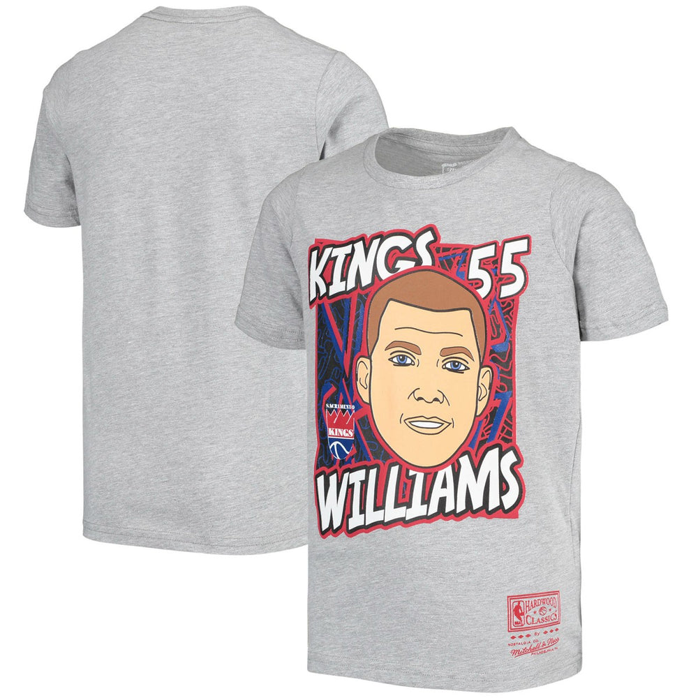 Jason Williams Sacramento Kings Youth Hardwood Classics King of the Court Player T-Shirt Gray - Mitchell & Ness